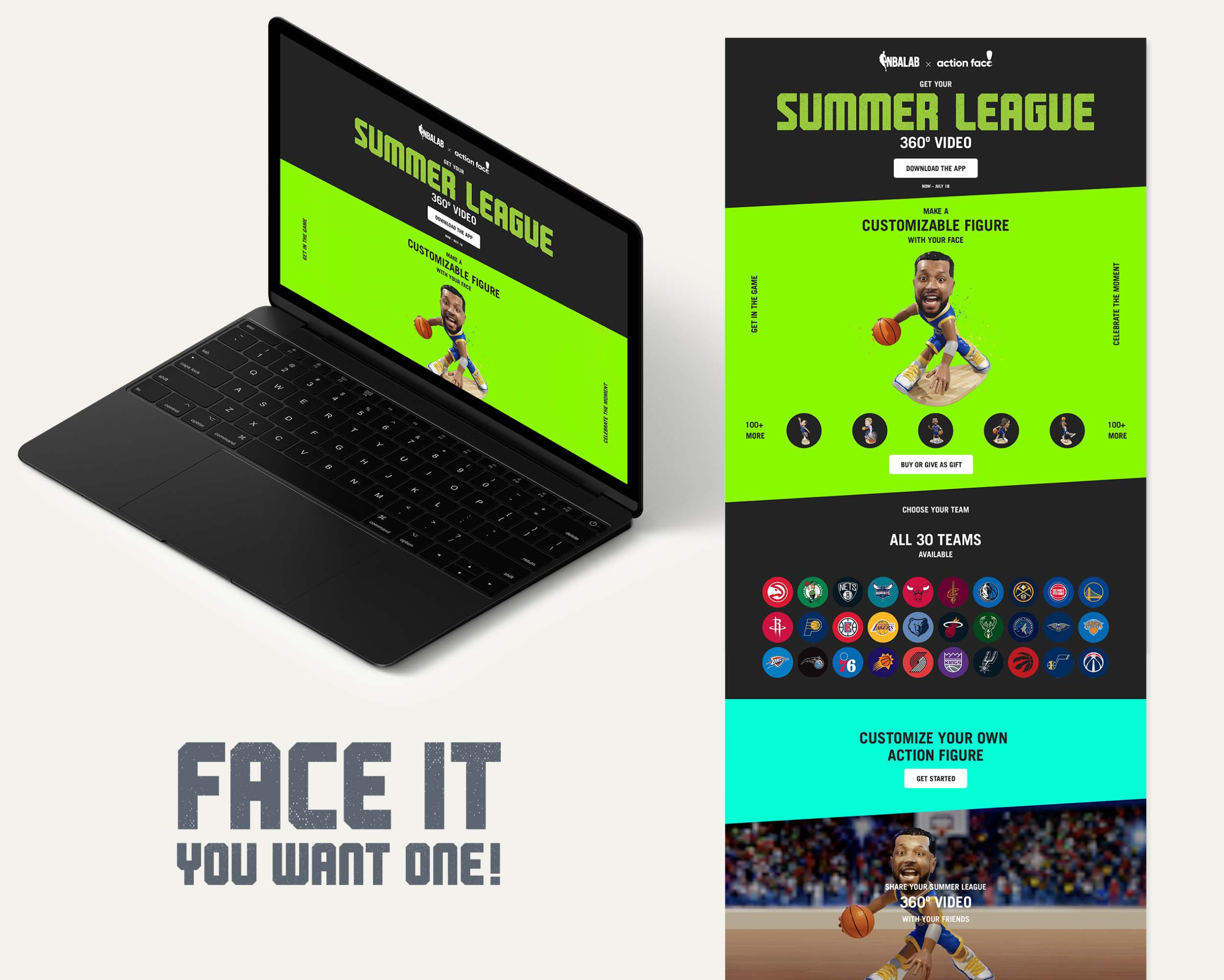 Showcase of Action Face website on laptop