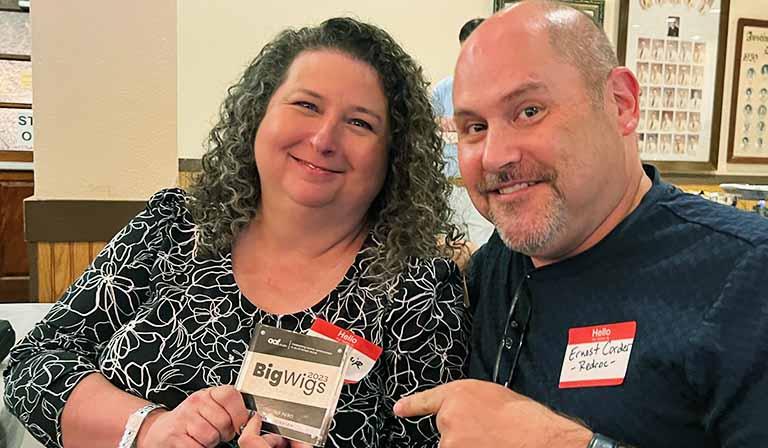 Ernest and Teresa with a Big Wigs award